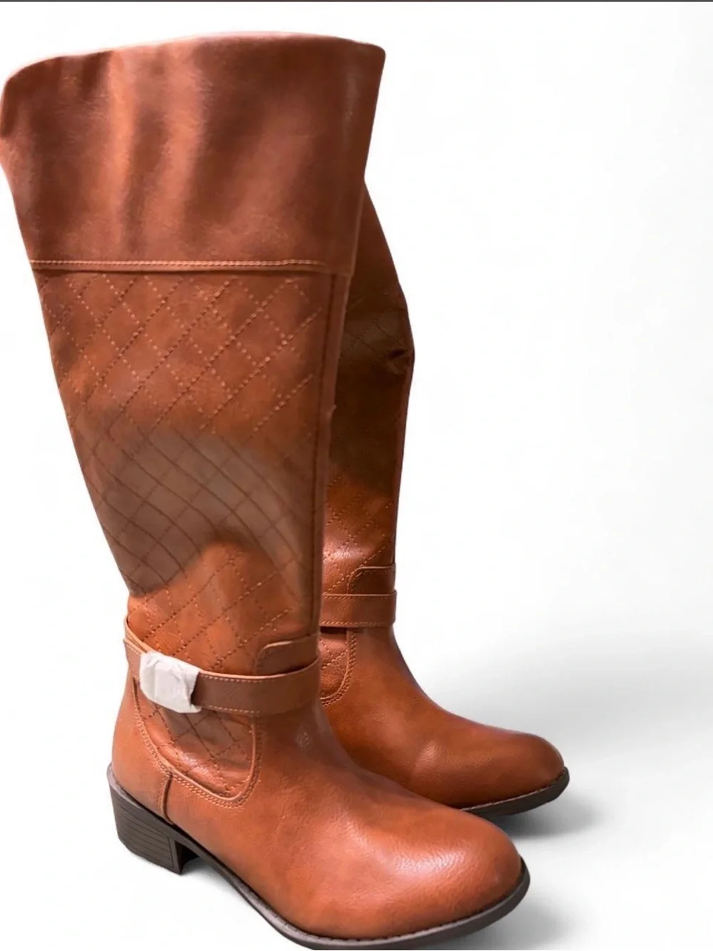St. John's Bay Quilted Knee-High Riding Boots in Cognac